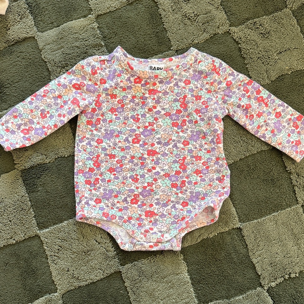 Cotton On Floral Kids One Piece - Red, Purple, White